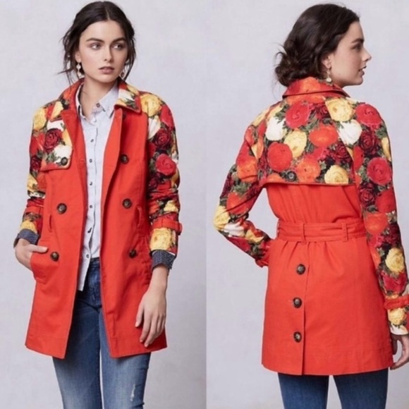 Anthropologie Jackets & Blazers - Anthropologie Elevenses Floral Trench Coat